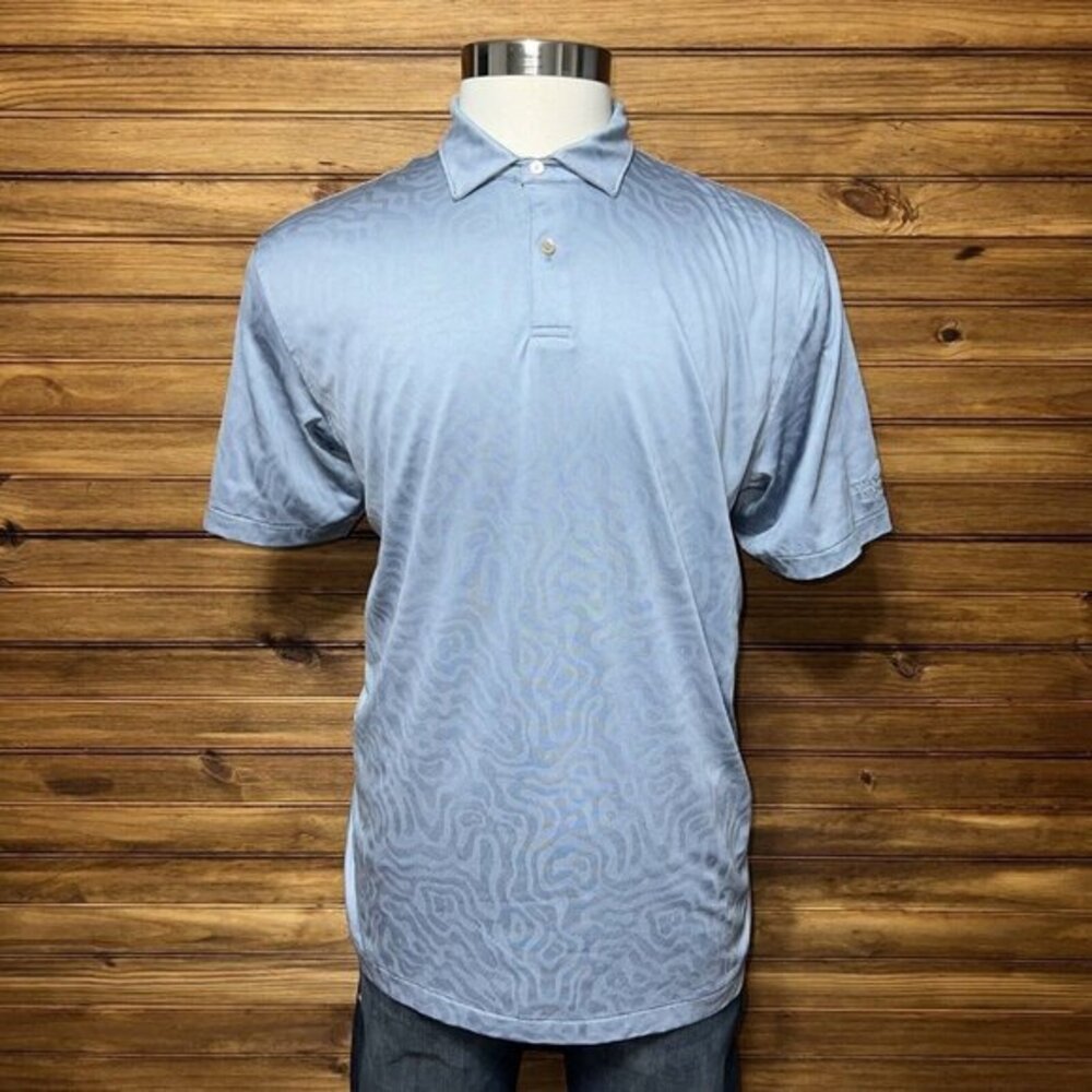 Peter Millar Golf Polo Performance Shirt Mens XL Grey Swirl Pattern Lightweight